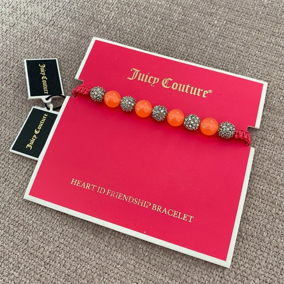 Juicy Couture Orange Silver Crystal Beads Friendship Adjustable Bracelet NWT - Picture 5 of 13